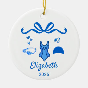 Swim Team Ornament, Swimming Christmas Ceramic Tree Decoration