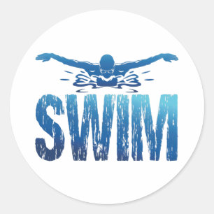 Swim - Vintage Swimmer Classic Round Sticker