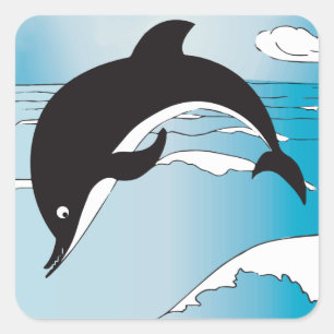 Swim With Dolphins Square Sticker
