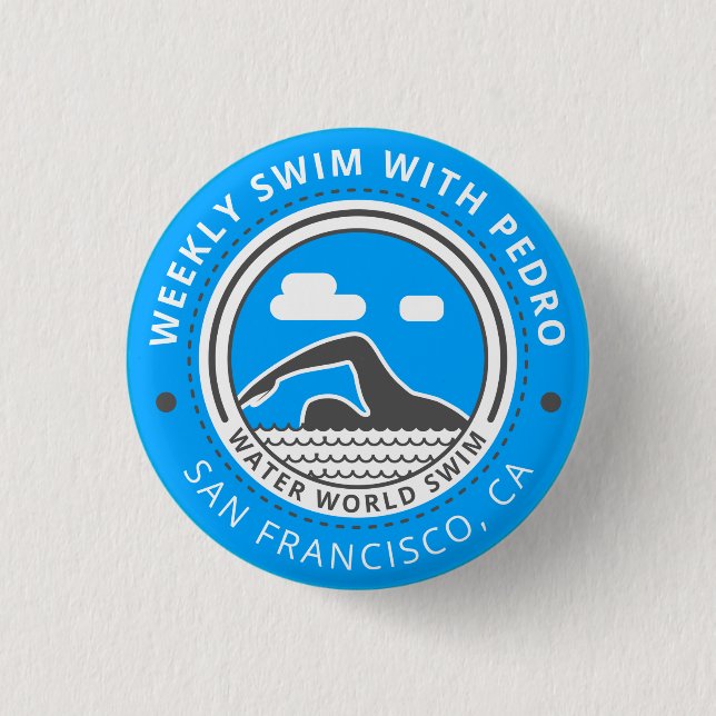 Swim With Pedro button (Front)