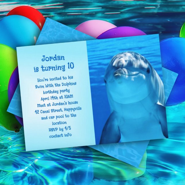 Swim With the Dolphins Kids Birthday party Invitation (Creator Uploaded)