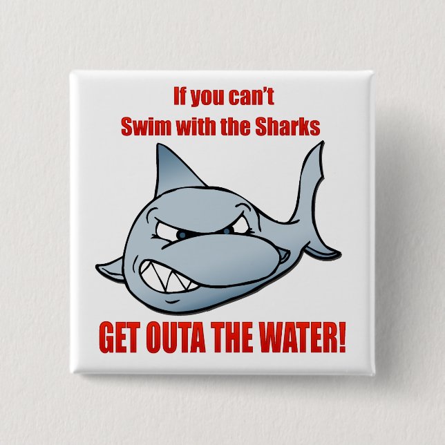 Swim with the Sharks 15 Cm Square Badge (Front)