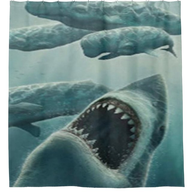 SWIM WITH THE SHARKS SHOWER CURTAIN (Front)