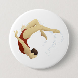 Swimmer 7.5 Cm Round Badge