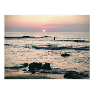 Swimmer at sunset photo print