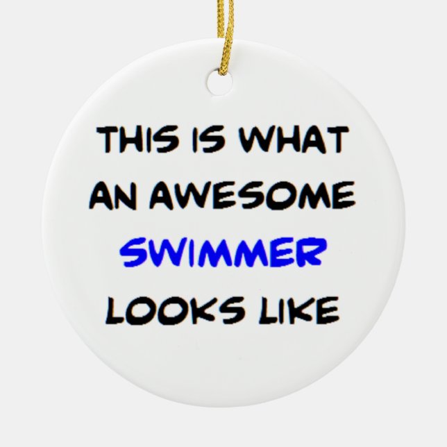 swimmer, awesome ceramic tree decoration (Front)