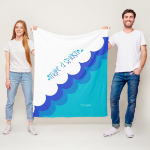 Swimmer Blue and White Make a Splash Fleece Blanket