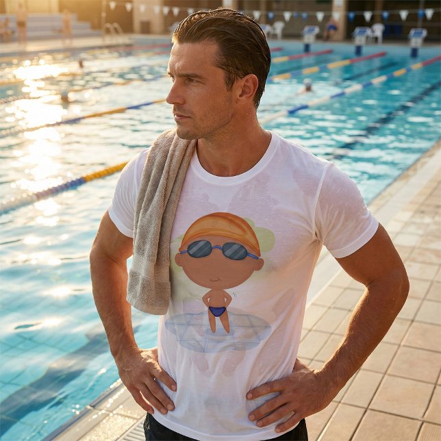 Swimmer Boy in Goggles and Swim Cap T-Shirt (Creator Uploaded)