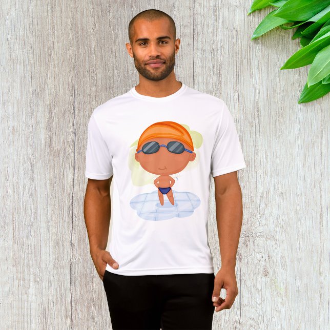 Swimmer Boy in Goggles and Swim Cap T-Shirt (Creator Uploaded)