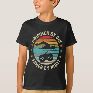 Swimmer By Day Gamer By Night Swimming Swim Lover  T-Shirt