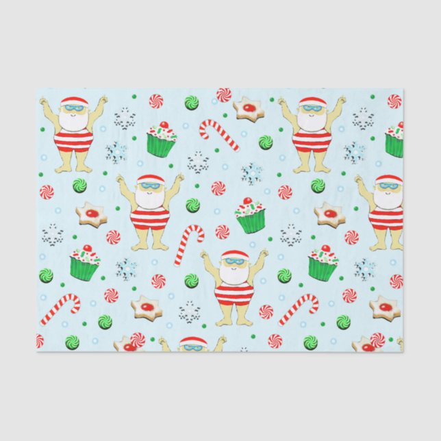 Swimmer Christmas Holiday Tissue Paper (Front)