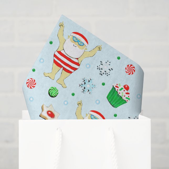 Swimmer Christmas Holiday Tissue Paper (Gift Bag)