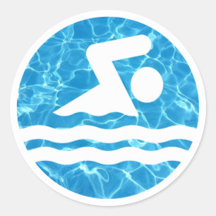 Swimmer Decal in Pool Water Swimming & Diving Classic Round Sticker