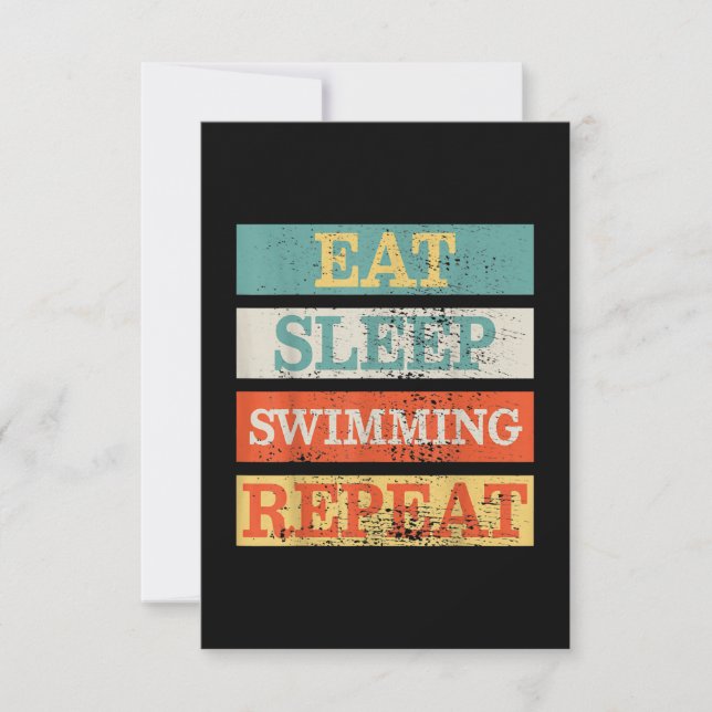 Swimmer Eat Sleep Swimming Repeat Funny Invitation (Front)