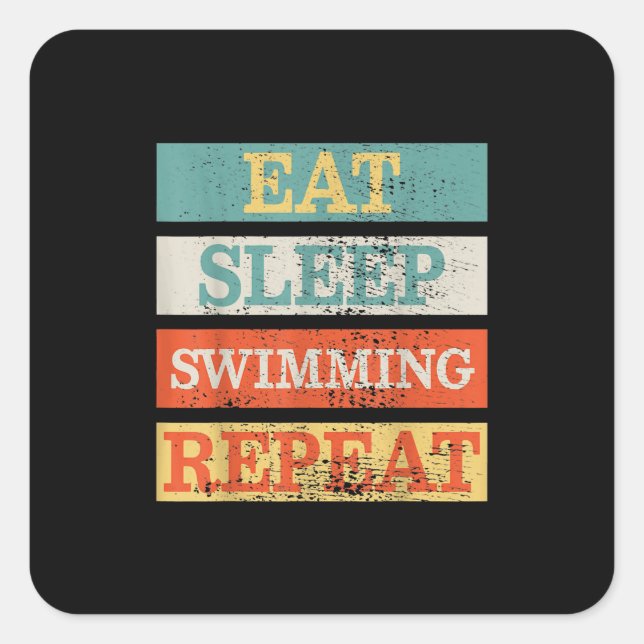 Swimmer Eat Sleep Swimming Repeat Funny Square Sticker (Front)