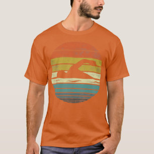 Swimmer Funny Retro Vintage Sunset Swim Coach Swim T-Shirt
