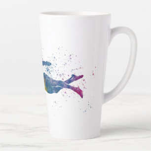 swimmer in watercolor latte mug