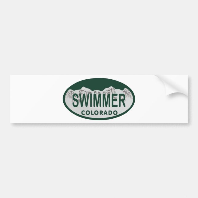 Swimmer license oval bumper sticker (Front)
