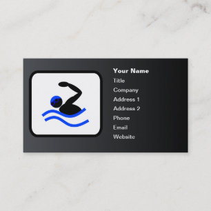 Swimmer Logo Customisable Black Business Card