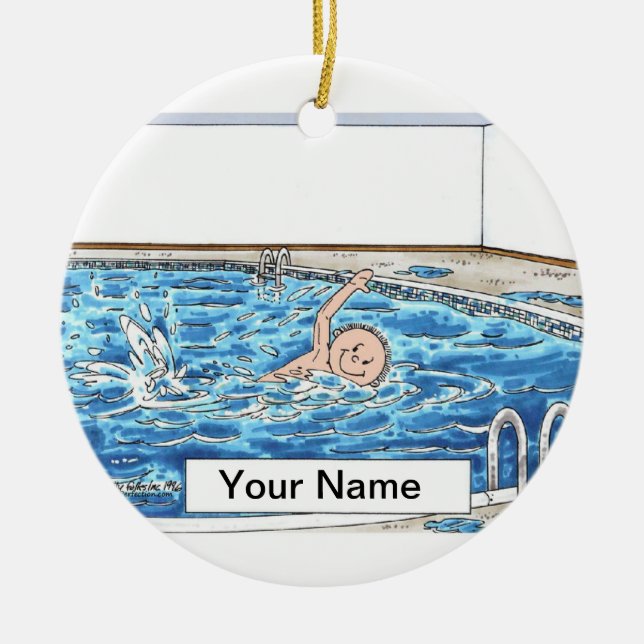 Swimmer  Male Ceramic Tree Decoration (Front)