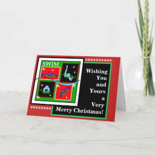 Swimmer Merry Christmas Folded Greeting Card