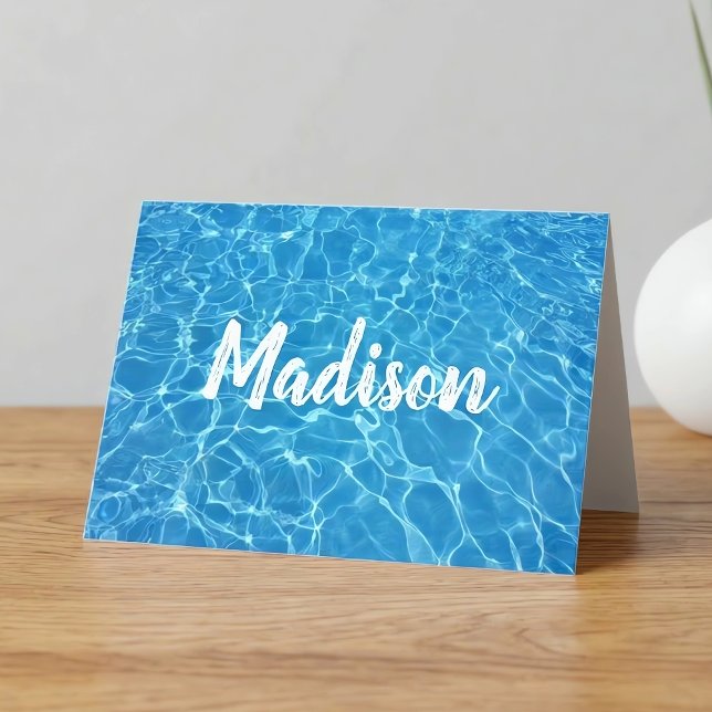 Swimmer or Swim Coach Cool Blue Pool Water Custom Card (Personalized swimming pool greeting card for swimmers, swim coaches or pool professionals.)