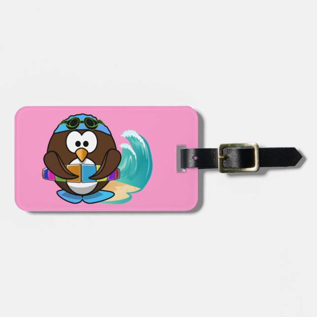 swimmer owl luggage tag (Front Horizontal)