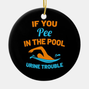 Swimmer Pee In The Pool Ceramic Tree Decoration