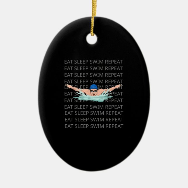 Swimmer Swim Love Funny Swimming Boy Sport Ceramic Tree Decoration (Front)