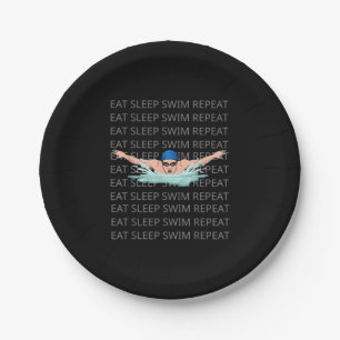 Swimmer Swim Love Funny Swimming Boy Sport Paper Plate