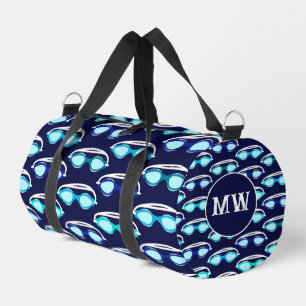 Swimmer Swimming Goggles Pattern Monogram Duffle Bag