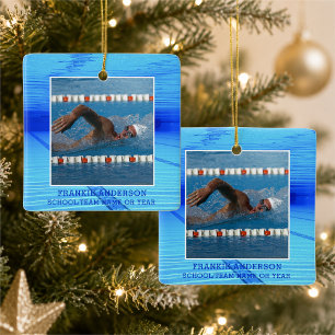 Swimmer Swimming Photo Personalised Ceramic Ornament