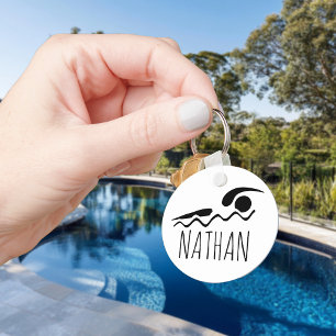 Swimmer Swimming Swim Personalised Pool Key Name Ring