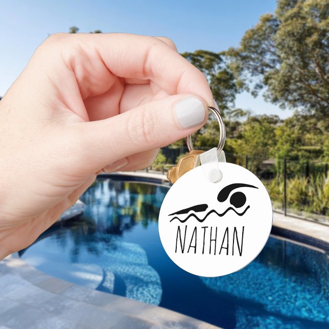 Swimmer Swimming Swim Personalised Pool Key Name  Ring (Creator Uploaded)
