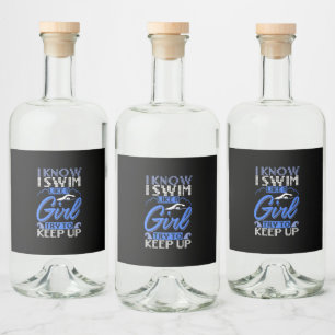 Swimmer Swimming Swim Sport Gift Liquor Bottle Label