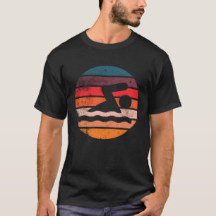 Swimmer Vintage Sunset Swim T-Shirt