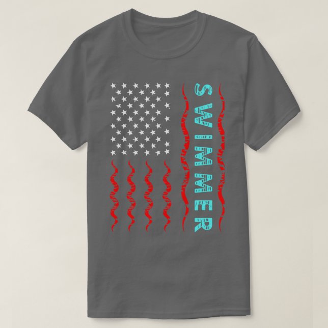 Swimmer With American Flag T-Shirt (Design Front)