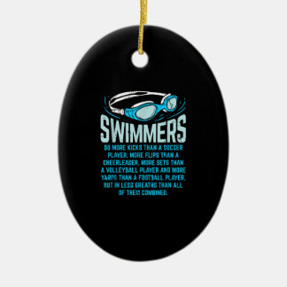 Swimmers Do More Kicks I Funny Gift Swimming Lover Ceramic Tree Decoration