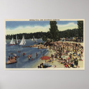 Swimmers on Bathing Cove Beach Poster