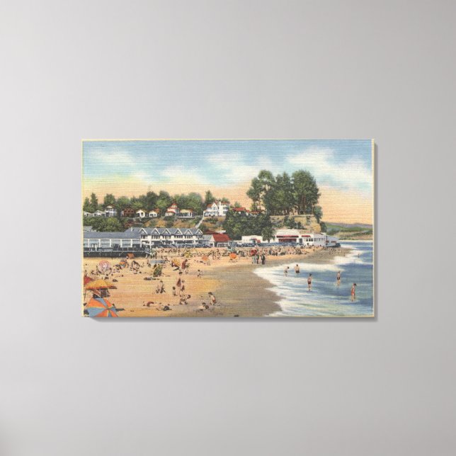 Swimmers & Sunbathers on the Beach Canvas Print (Front)