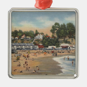 Swimmers & Sunbathers on the Beach Metal Tree Decoration