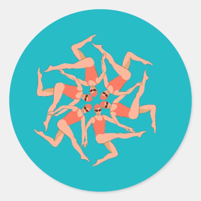 Swimmers - Synchronised Swimming Choreography   Classic Round Sticker (Front)
