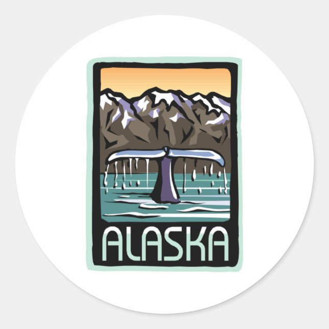 Swimmin&apos; in Alaska Classic Round Sticker (Front)