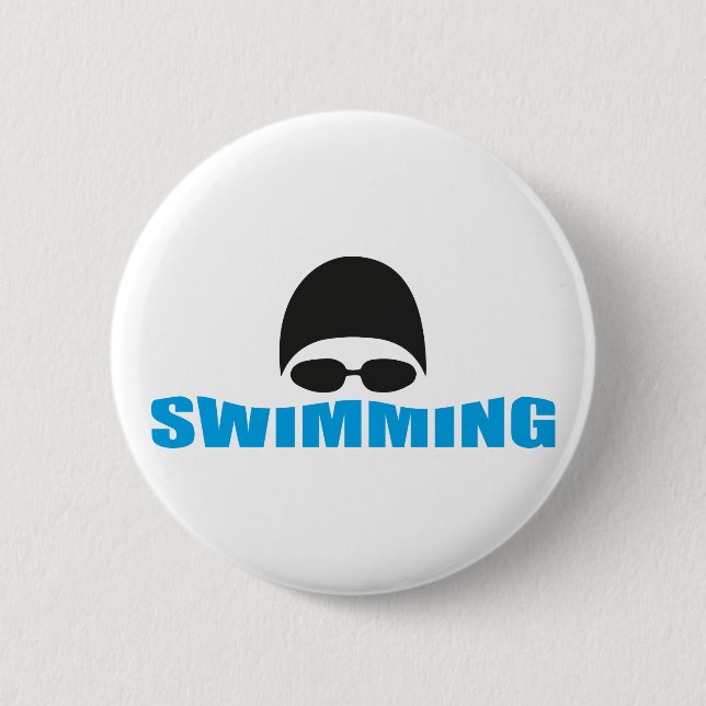 swimming 6 cm round badge (Front)