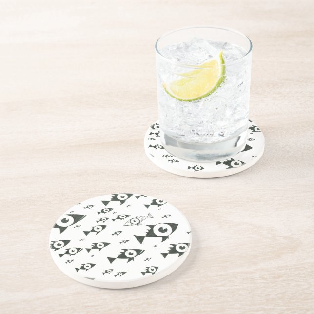 Swimming Against the Stream Black and White Coaster (Side)