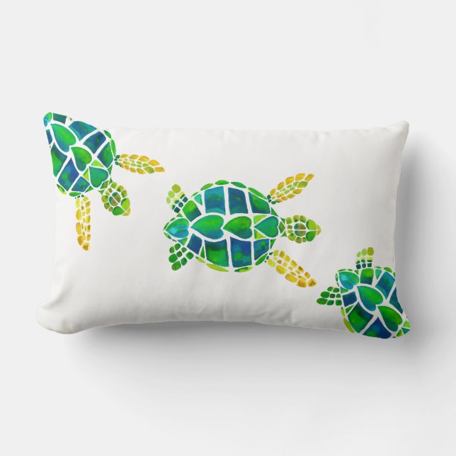 Swimming Baby Sea Turtles Lumbar Cushion (Front)