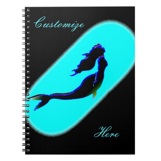 swimming black mermaid notebook (Front)