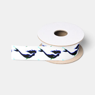 swimming black mermaids on any colour satin ribbon