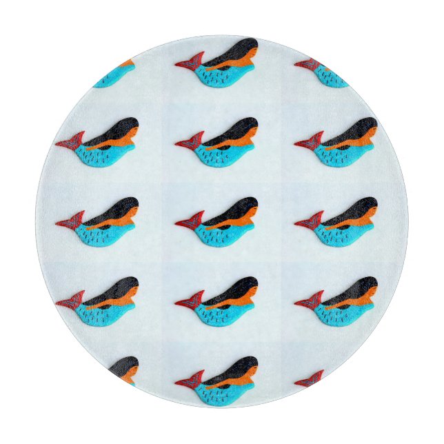 swimming blue mermaids cutting board (Front)
