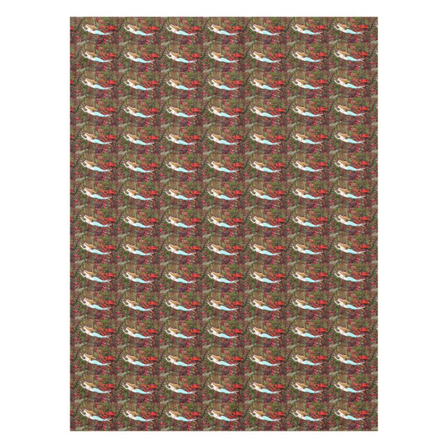 swimming blue mermaids tablecloth (Front)